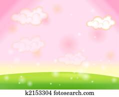 Green lawn and sky pink Green lawn and sky pink