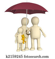 Happy family with umbrella Happy family with umbrella