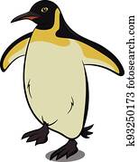 Penguin Walking. Snow Birds. Birds from Different parts of World. Common Birds. Bird Icon Vector Illustrations Isolated Doodle on White Background.