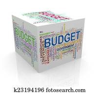 3d, würfel, wort, etikette, wordcloud, von, budget