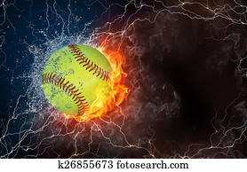 Baseball ball in fire and water Baseball ball in fire and water