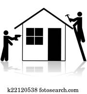 Contractors working on house