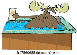 Moose in a hot tub Moose in a hot tub