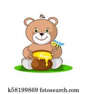 teddy bear with a pot of honey teddy bear with a pot of honey