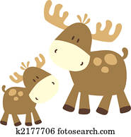 baby moose and parent baby moose and parent