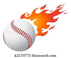 basebol, com, chamas