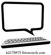 borbulho fala, comunicação, copyspace, ligado, monitor computador