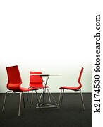 desenho, cadeiras, e, tabela, vertical