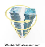 geld, stapel, mit, steigend, pfeil