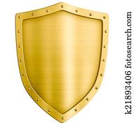golden metal shield isolated on white golden metal shield isolated on white