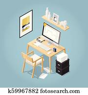 Isometric Home Office Concept