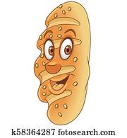 karikatur, langer, weckerl, Bread karikatur, langer, weckerl, Bread
