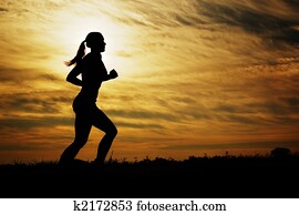 pôr do sol, corredor