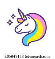 tecknad film, enhörning, huvud