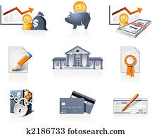 Bank, finances and stock-market icons Bank, finances and stock-market icons