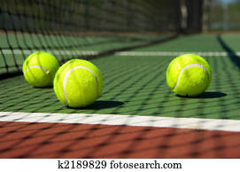 bolas tênis, ligado, corte