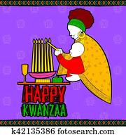 feliz, kwanzaa, saudações, para, celebração, de, americano africano, feriado, festival, de, colheita