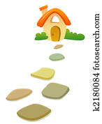 house and road stone house and road stone