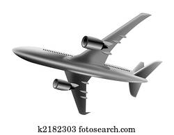 Jet plane in full flight Jet plane in full flight