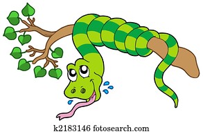 Snake on leafy branch Snake on leafy branch