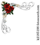 Wedding invitation Red Roses Border Wedding invitation Red Roses Border