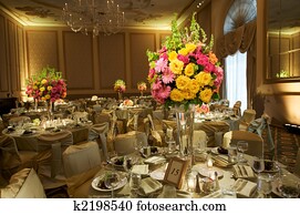 alto, fim, recepção casamento