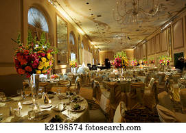 alto, fim, recepção casamento