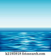 azul, mar, e, céu claro