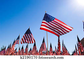 bandeira americana, exposição, em, honra, de, dia veterans