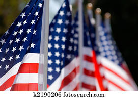 bandeira americana, exposição, em, honra, de, dia veterans