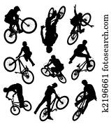 Bike stunt silhouettes Bike stunt silhouettes