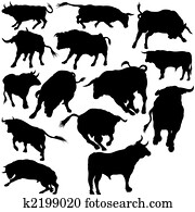 Bull Set Silhouettes Bull Set Silhouettes