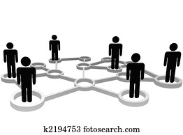 Connected people in nodes of business or social network Connected people in nodes of business or social network