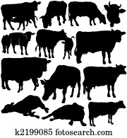 Cow Set Silhouettes Cow Set Silhouettes