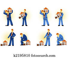 Man holding house (taking the loan)