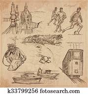 portugal., quadros, de, life., vetorial, pack.