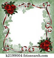 Red Roses and Satin Ribbons Floral Border Red Roses and Satin Ribbons Floral Border