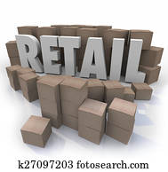 varejo, cartão palavra, caixas, loja, produtos, inventário, estoque