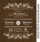Vintage typography Wedding invitation design template on wooden background Vintage typography Wedding invitation design template on wooden background