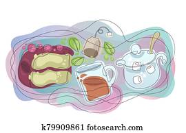 waves organic forms gradient tea set, hot tea, tea pot waves organic forms gradient tea set, hot tea, tea pot