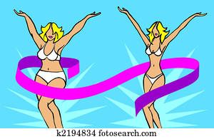 שני, בלונדינית, אישה, להראות, שלה, גוף