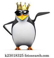 3d King penguin points to his left 3d King penguin points to his left
