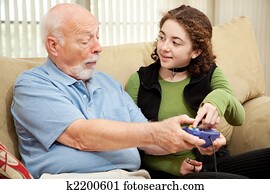 adolescente, ajudas, vovô