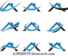 bienes raíces, casa, techo, iconos