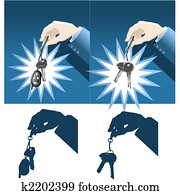 Businessman hand holding car and house keys