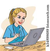Female doctor with computer