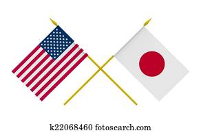 Flags, Japan and USA Flags, Japan and USA