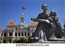 Ho Chi Minh Statue, People's Committee Building Saigon Vietnam