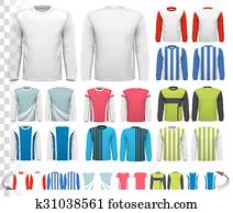 sammlung, von, unterschiedliche, männlich, langer, sleeved, shirts., design, template., dass, hemd, gleichfalls, durchsichtig, und, büchse, sein, gebraucht, als, a, schablone, mit, dein, eigen, design., vector.