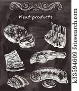 sketches of meat foods sketches of meat foods